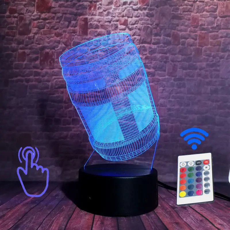 Remoter and Touch 4 Битва королевская игра PUBG фигурка 3D ночной Светильник СВЕТОДИОДНЫЙ 7 цветов меняющий светильник для сна figulas светильник игрушки - Цвет: Remoter and Touch 4