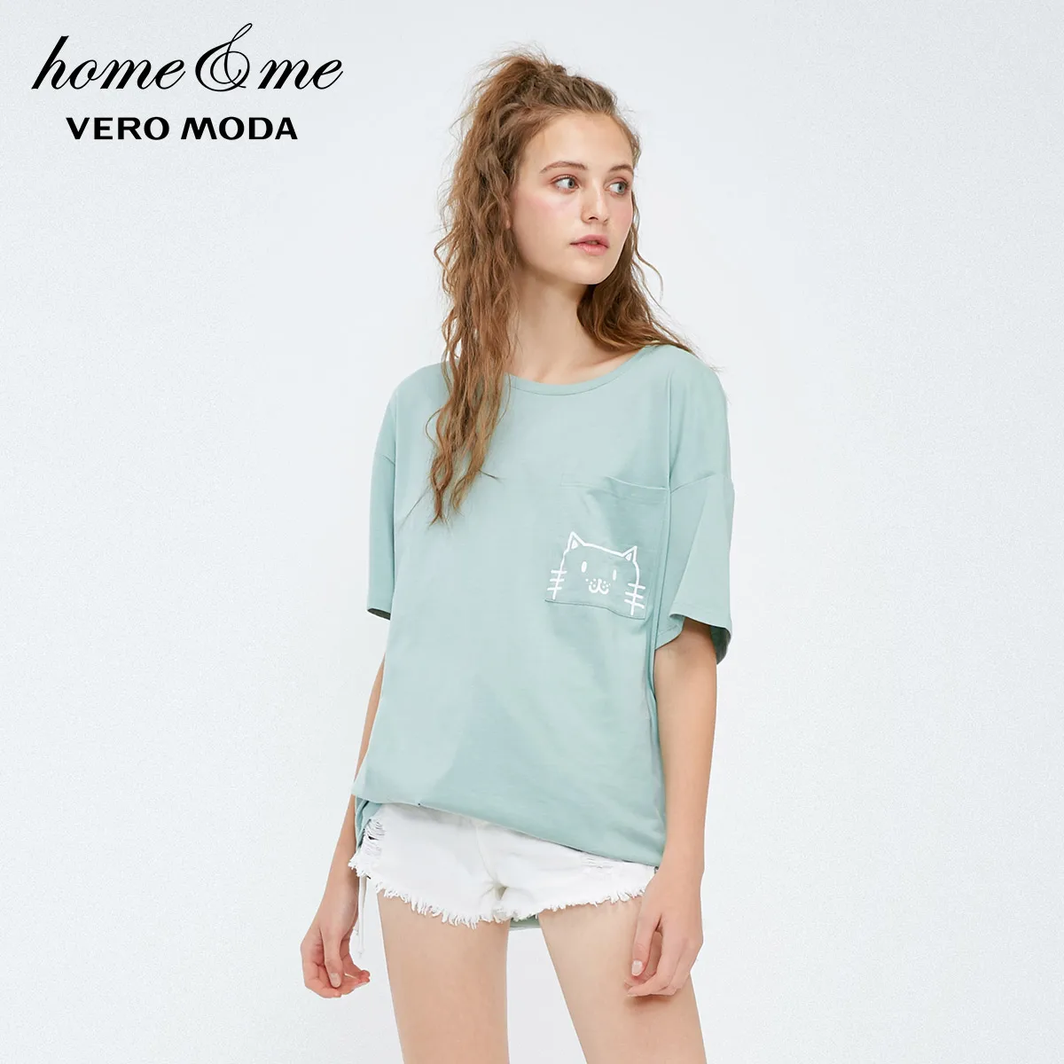 Vero Moda Весна и лето Печатный круглый вырез свободная футболка | 318401501