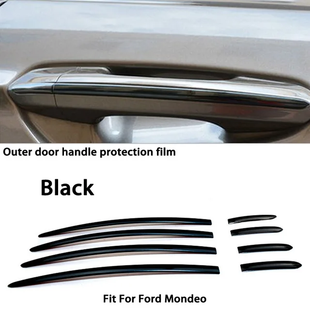 BACKAR Авто Стайлинг Нержавеющая сталь наклейки для Ford Mondeo MK5 MKV внешний дверная ручка рамка охватывает аксессуары - Название цвета: 8pcs-strip-black