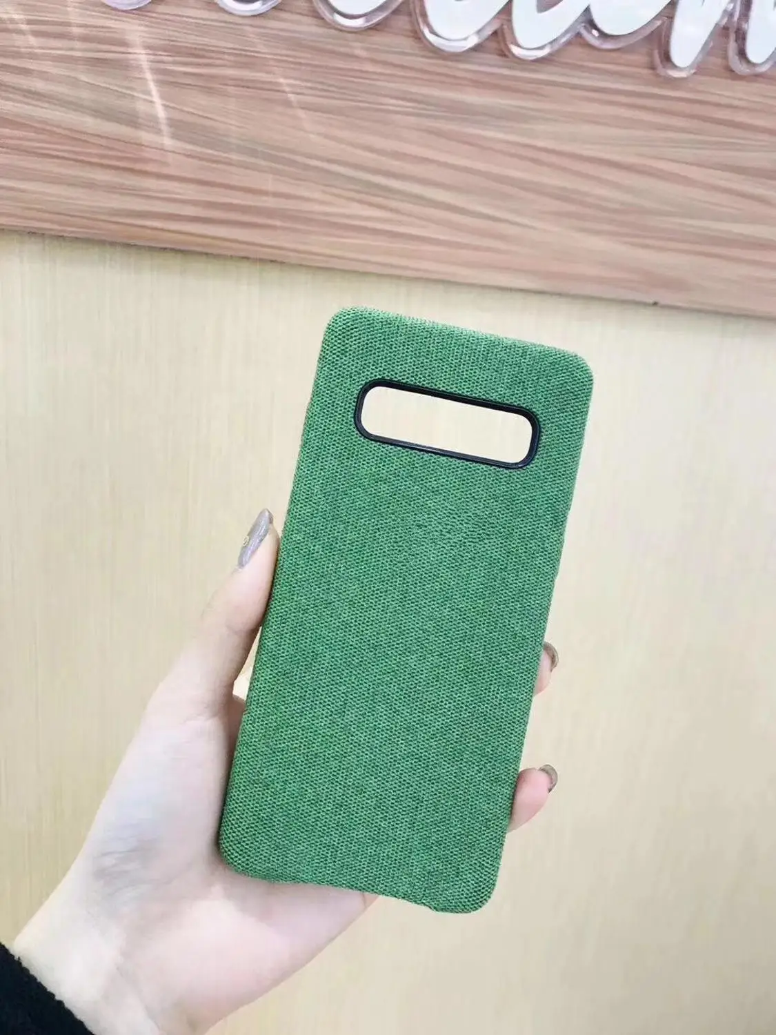 Роскошный холст Зерна Чехол Для samsung Galaxy S10+ S10E Lite Note8 9 Скрытая кнопки ткань ретро Canvas soft case F11 - Цвет: Зеленый