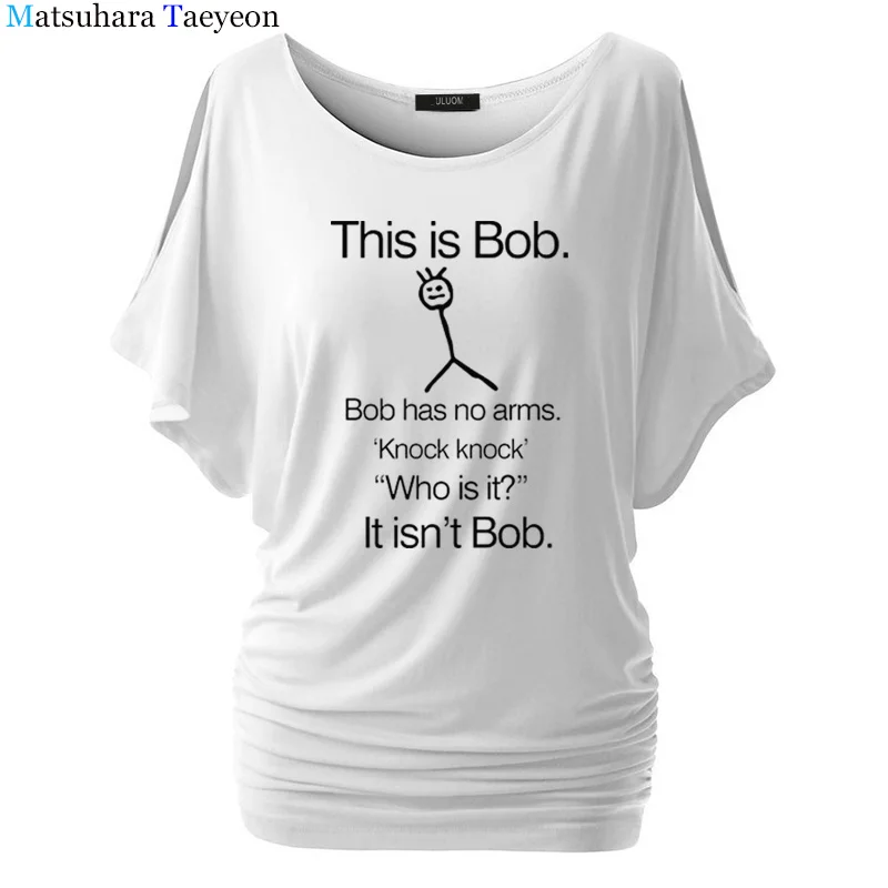 Женская футболка в стиле хип-хоп This Is Bob KNOCK Tock хлопковая с коротким рукавом и