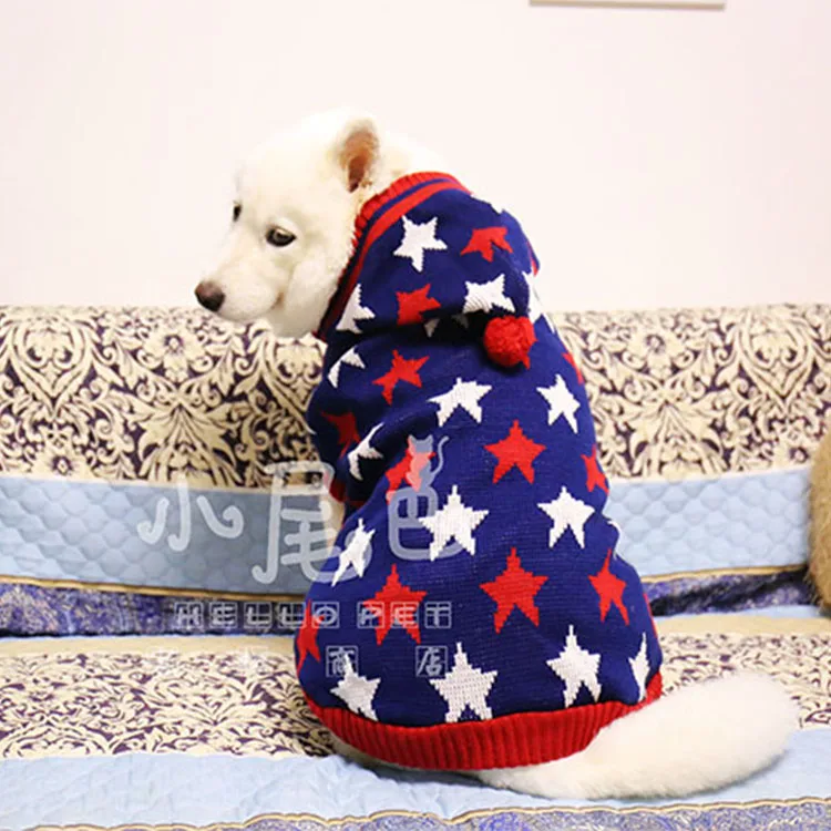 Вязаный свитер в полоску со звездой большой собачкой кошкой вязаная одежда