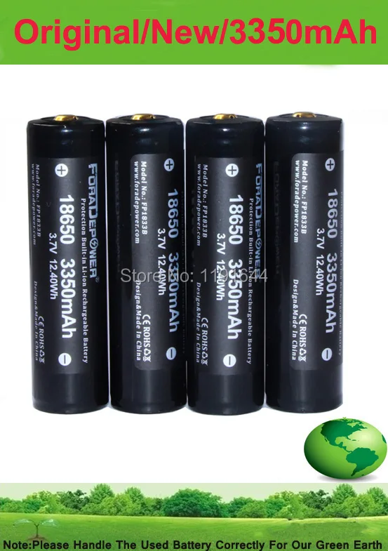 Foradepower 10 шт./лот 3 7 в 18650 3350 мАч защищенная батарея для фонарика с высоким потоком