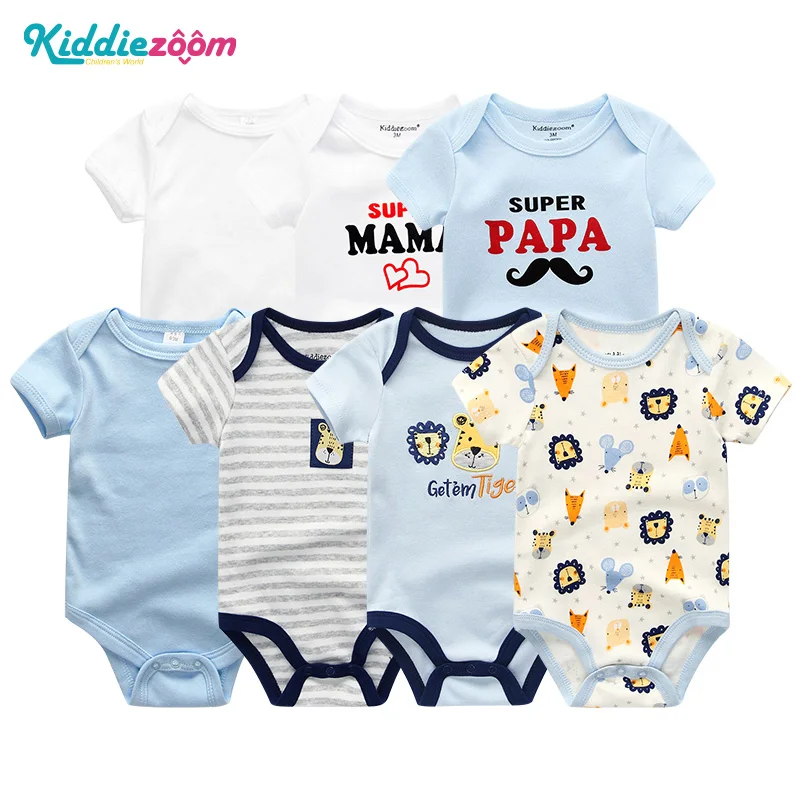 Детские Боди унисекс 7 шт./компл. пижамы с коротким рукавом для детей 3 6 9 12 месяцев