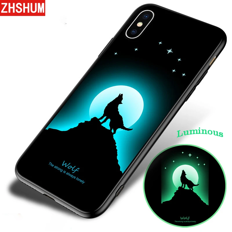 Светящийся чехол для iPhone x 7 8 Plus 6 S 3D мягкий силиконовый легкий узор задняя