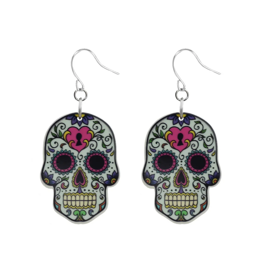 2019 модные ювелирные изделия Сердце череп голова скелета серьги подвеска цепочка