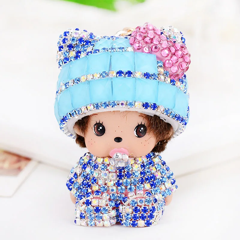 Милый мультфильм MONCHHICHI брелок для ключей мода сплава цинка аниме подвеска женщин