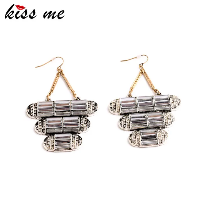

Women Large Geometric Pendants Fashion Clear Earrings Statement Jewelry Factory Wholesale