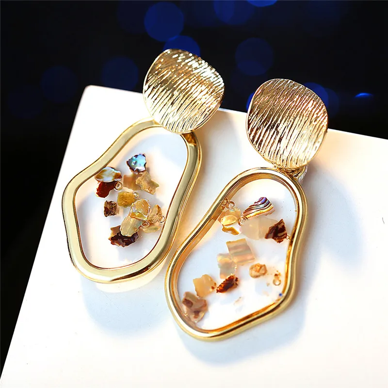 17 км 10 новые золотые модные Висячие серьги для женщин девочек металлические геометрические свисающие серьги женские свадебные корейские ювелирные подарки - Окраска металла: CS50153