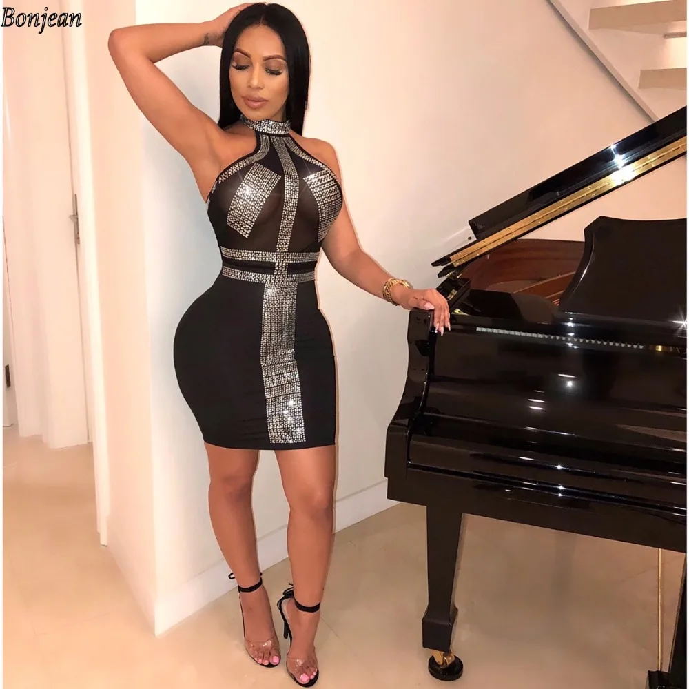 Женские блестящие Гламурные Стразы без рукавов Холтер тонкие вечерние