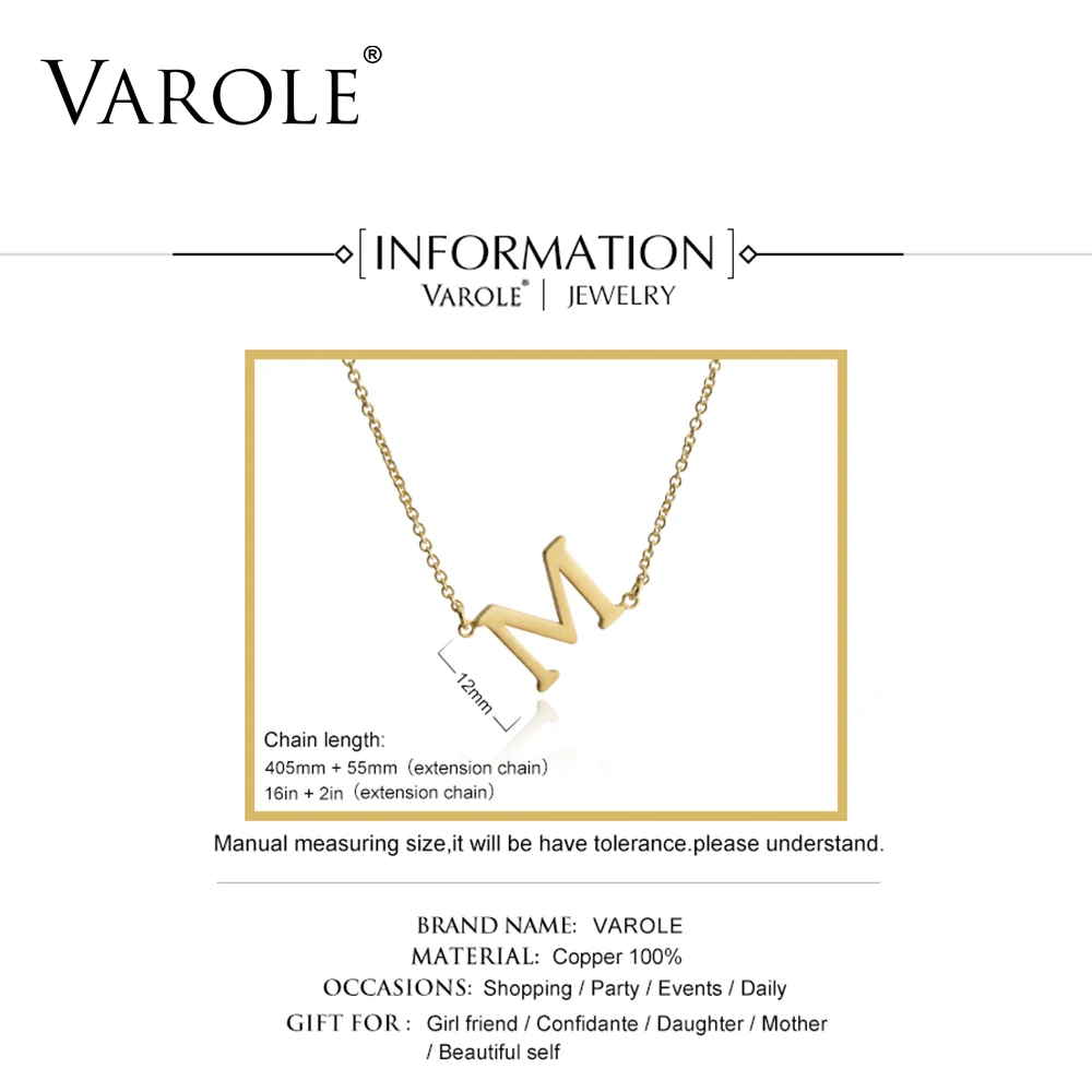 Varole New Arrival Gold Color Letter M Necklace Pendant for Women Silver Necklaces &amp Pendants Charms Jewelry Making suspensions |