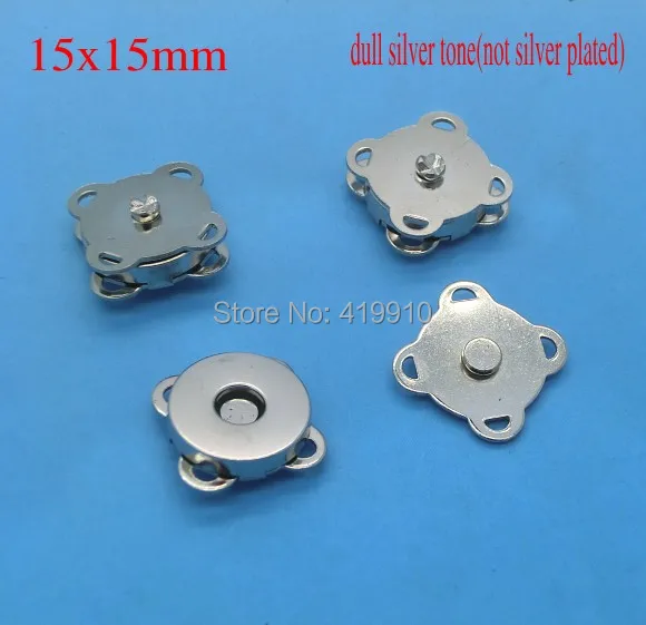 

Free shipping -20Sets Silver Tone Buttons Magnetic Purse Snap Clasps/ Closure for Purse Handbag 15mmx15mm,M01380