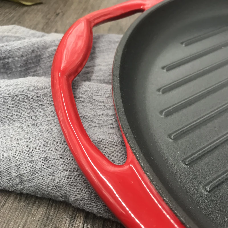 

26cm thicken cast iron roasting steak pan frying without coating non stick roast enamel fried pot plate meat fryer skillet wok