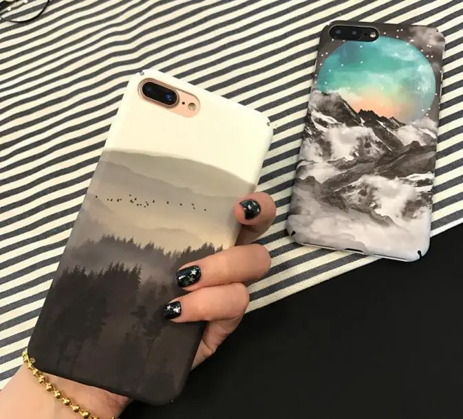 Fundas Coque для Iphone 6 S plus, 7, 7 plus, 6s 6 plus, 8, 8 plus, X Новое поступление природа пейзаж горы Луна рc Жесткий Чехол для мобильного телефона