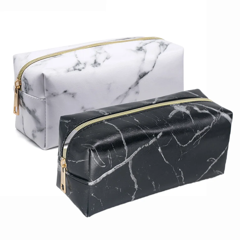 Большой Мраморный пенал кожаный чехол для ручек большая сумка макияжа девочек