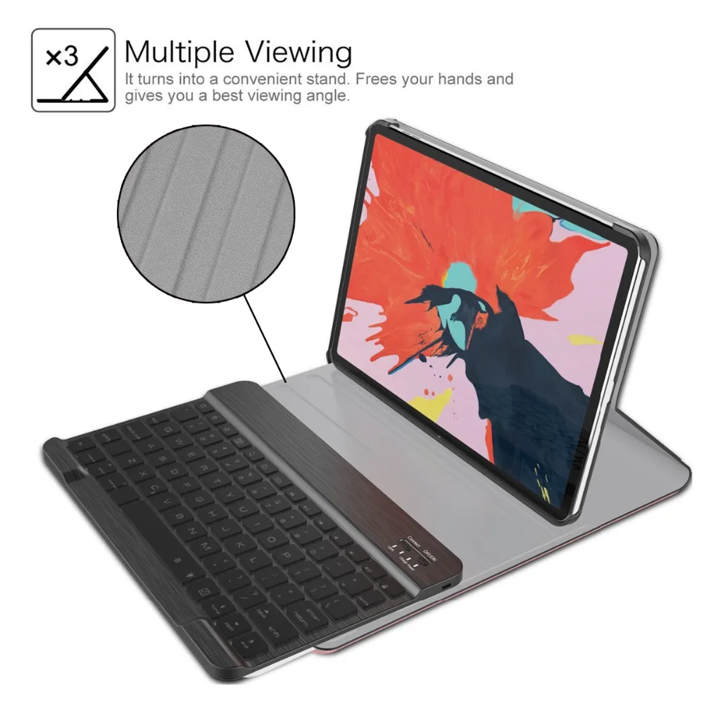 Для iPad Pro 12 9 2018 чехол беспроводной Bluetooth Подсветка США клавиатура подставка Флип