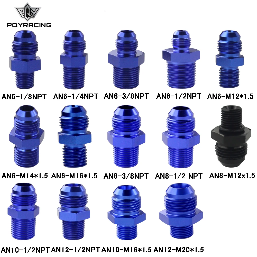 

Male AN6 to 1/2 NPT 1/4 NPT 3/8NPT M10*1.5 M20*1.5 Straight Adapter Flare Fitting auto hose fitting Male Oil cooler fitting