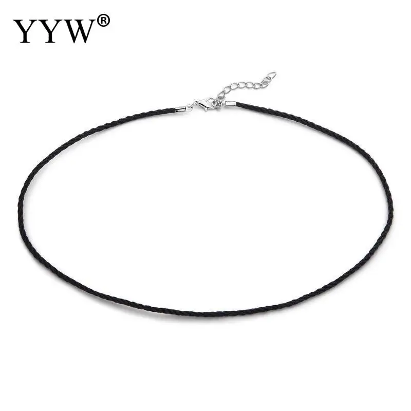 Black Leather Rope Thread Chain Necklace Women Lobster Claw Extend Adjustable Chokers Jewelry For Men | Украшения и аксессуары