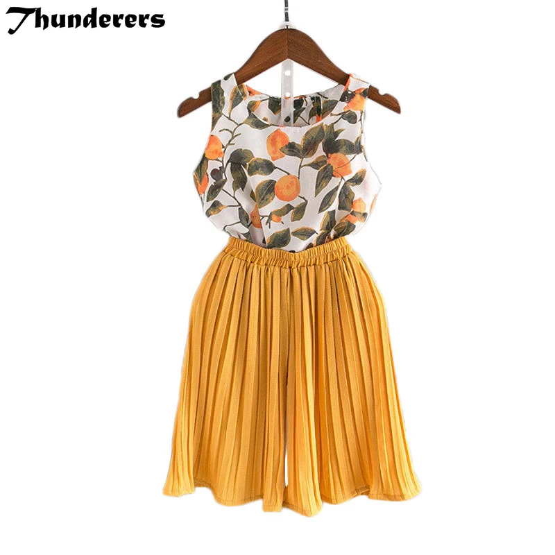 Комплект из 2 предметов для девочек Шифоновая рубашка с цветочным рисунком +