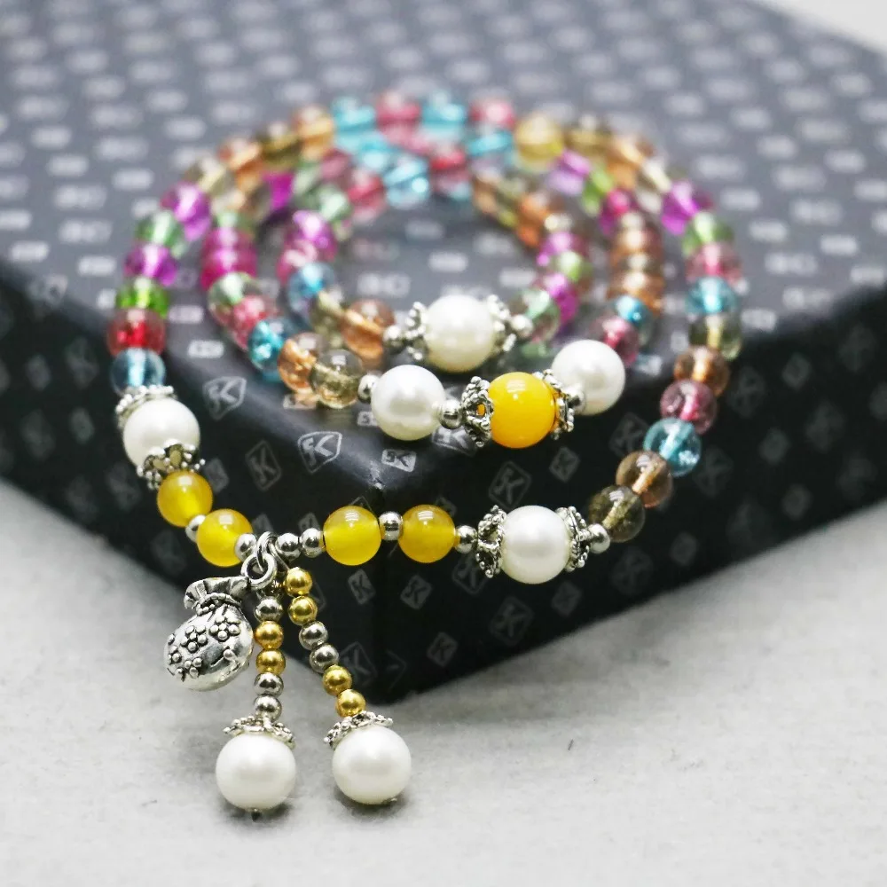 6 мм этнический стиль красочные турмалиновый халцедон хрустальные бусы браслет
