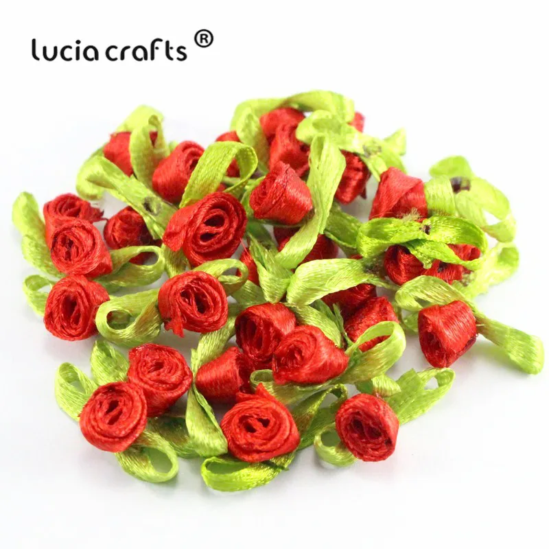 Lucia crafts 20 мм атлас с розочками Цветок голова девушки бутик мини волос лук головные уборы DIY одежды ремесло 48 шт B0107