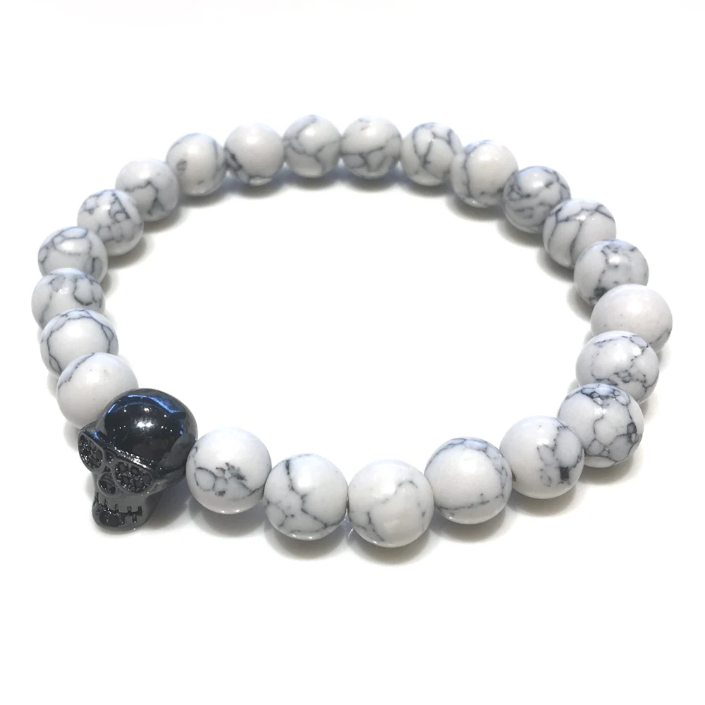 Новая оптовая продажа браслет Шарм микро проложить CZ череп головы Лава камень