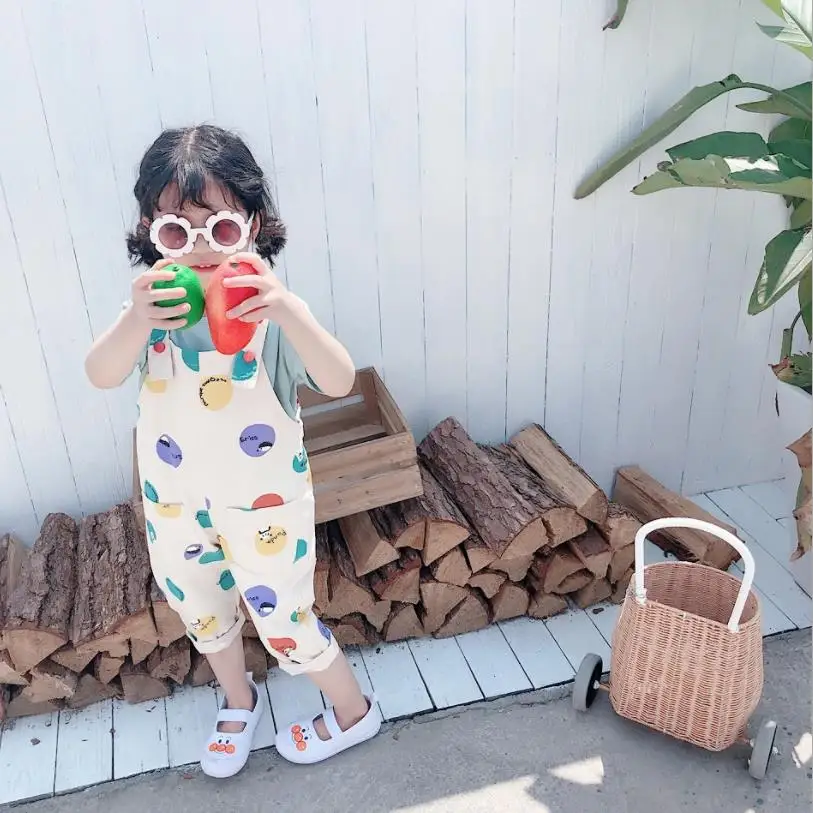 Новинка лета 2019 модные джинсовые комбинезоны с принтом для девочек bbay Детские