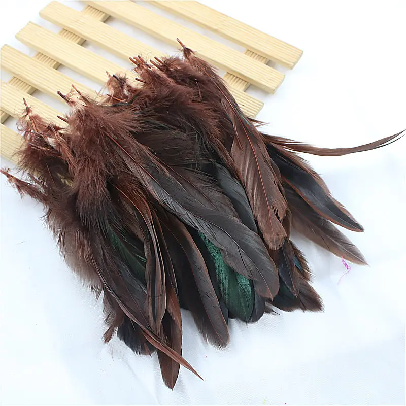 brown Venda 50 pchs/lote barato plumas de penas, 5-8inch13-20cm, натуральный jóias pluma de penas de galinha penas galo cor DIY - Цвет: brown