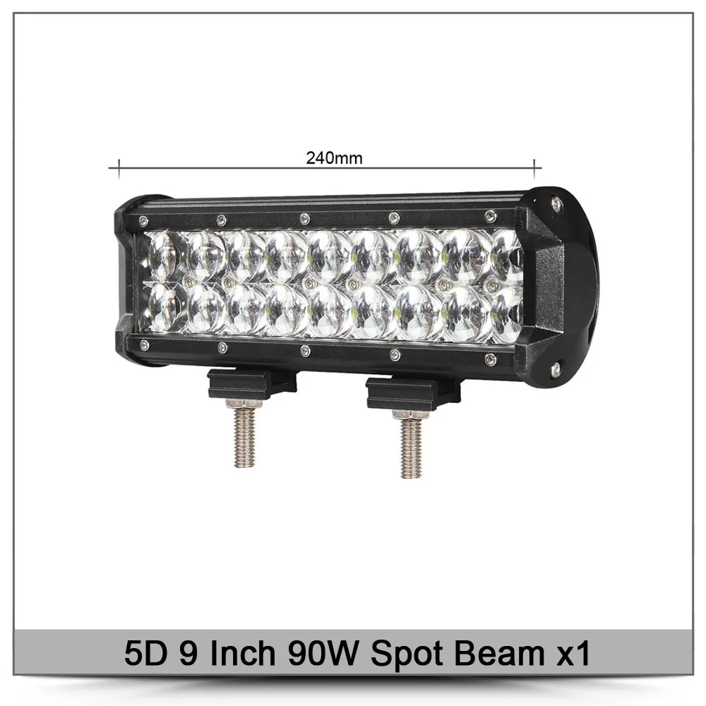 9Inch 90W Spot x1 " 7" " 12" 1" 17 дюймов 5D внедорожный светодиодный светильник для 4x4 4WD грузовиков UAZ ATV Лодка точечные прожекторы 12 в 24 В Suv Focos рабочий светильник - Цвет: 9Inch 90W Spot x1
