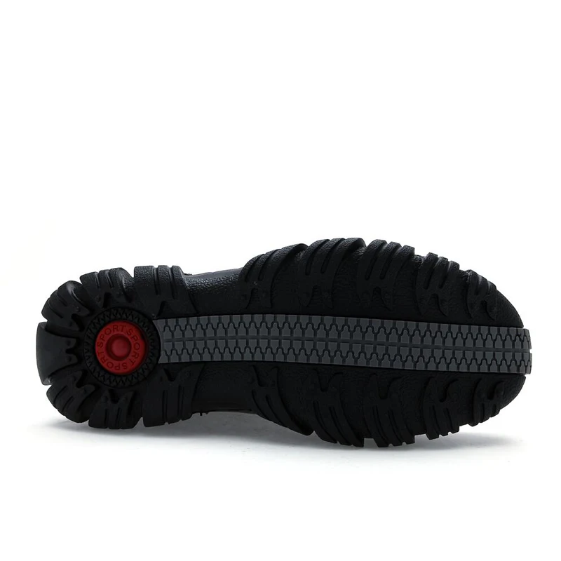 Мужские теплые ботинки из натуральной кожи черные водонепроницаемые в двух