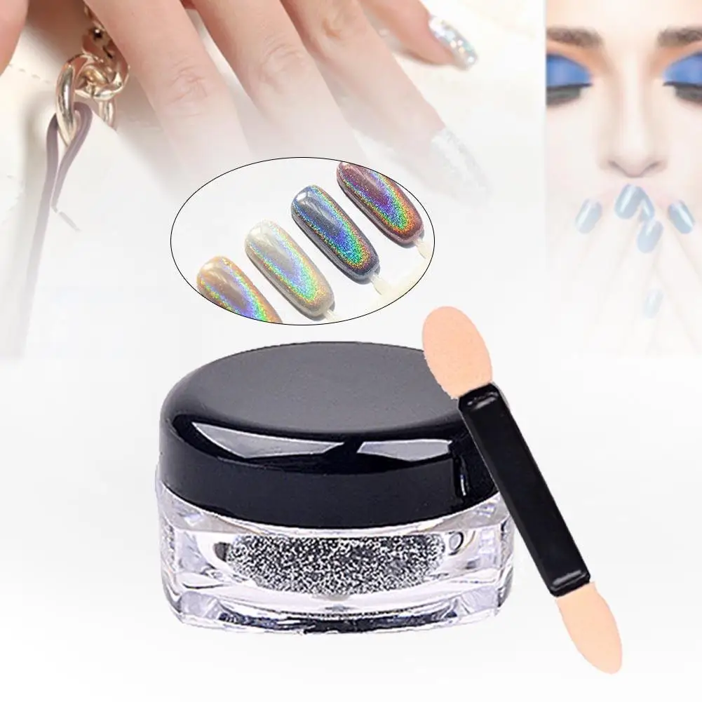 Голографический лазерный порошок панк блеск для ногтей Радужный хромированный