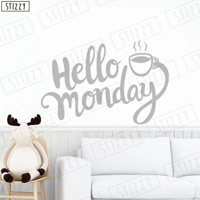 Настенная Наклейка stizzy Coffee знак окна наклейки на стену вдохновляющие цитаты Hello