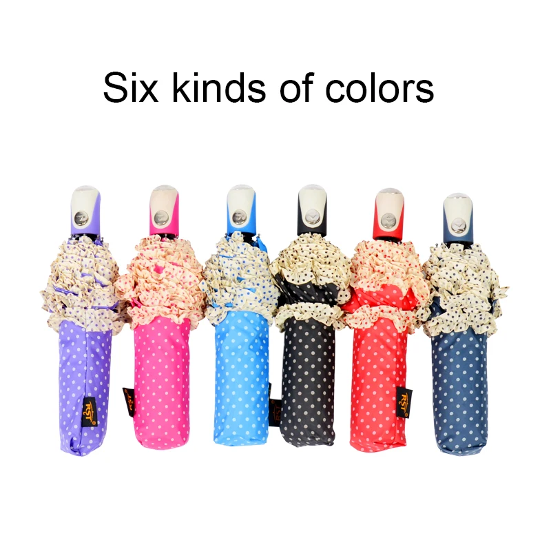 RST Автоматический складной солнечный зонтик с плиссированными кружевными