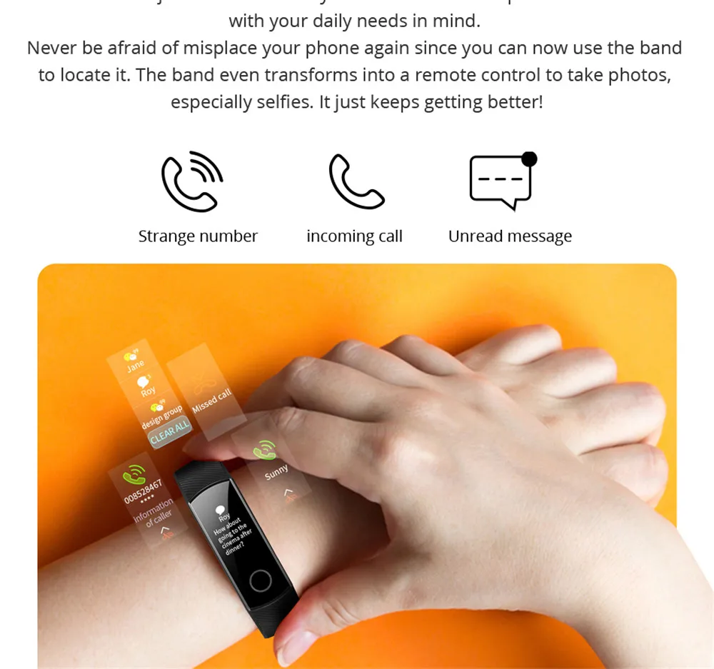 Умный Браслет huawei Honor Band 4 0,95 ''цветной сенсорный экран Amoled дисплей для плавания с осанкой для определения пульса и сна