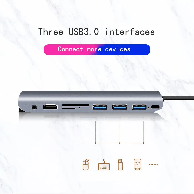 Док-станция с разъемом типа C HDMI VGA USB хаб для ноутбуков Macbook Pro HP DELL Surface Lenovo Samsung |