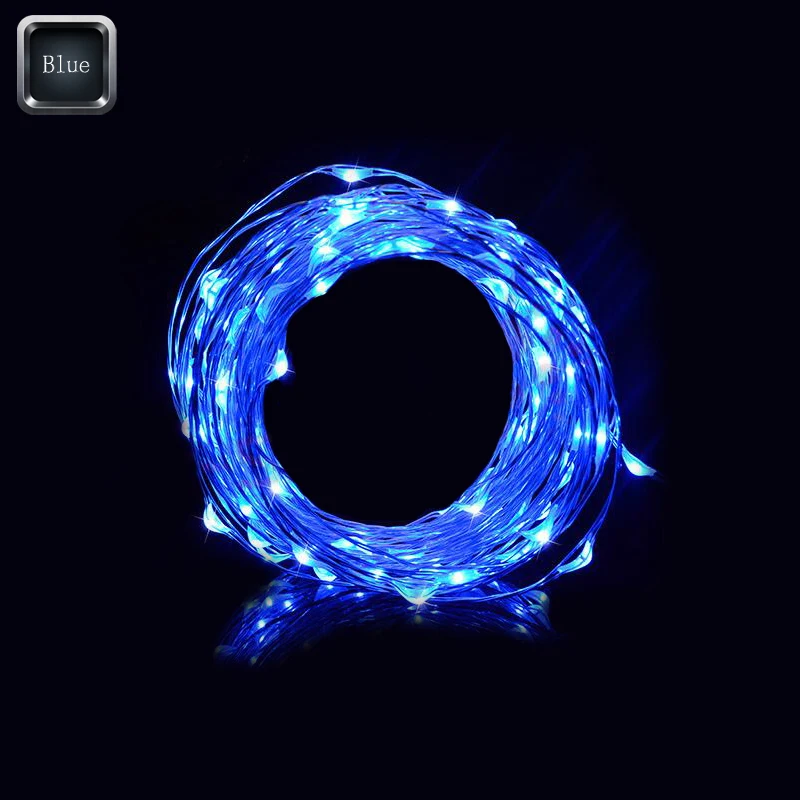 Blue 10 шт., 1 м, погружной светодиодный светильник, медный провод, водонепроницаемый, сказочный, для праздника, Хэллоуина, Рождества, сада, гирлянды, занавески, украшения - Испускаемый цвет: Blue