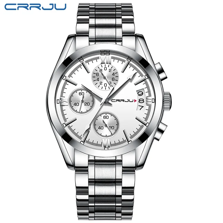 Relogio Masculino CRRJU мужские часы лучший бренд класса люкс водонепроницаемые 24 часа дата Кварцевые часы мужские кожаные спортивные наручные часы - Цвет: S-SW