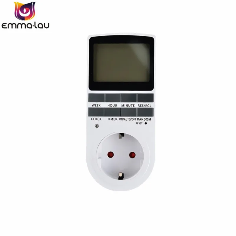 Портативный разъем Plug-in цифровой таймер 16A 230 V большой ЖК-дисплей 24 h 7day неделя ЕС вилка таймер переключатель для приборы для умного дома