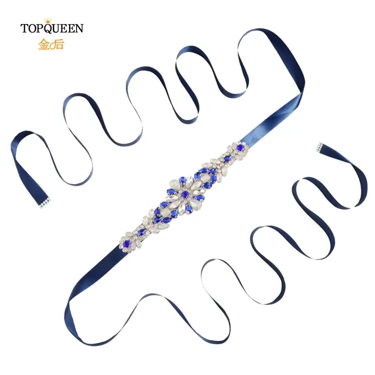 navy blue TOPQUEEN S424 королевский синий Стразы пояс Женский Стразы пояс с кристаллами марокканский кафтан пояс синее платье с блестками - Цвет: navy blue