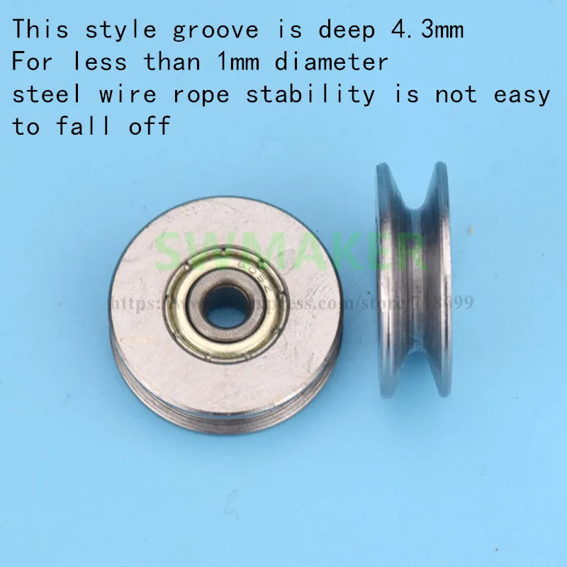 4*22*6.5mm groove V U bearing pulley over line sheave 1mm diameter steel wire rope wheel lifting | Обустройство дома