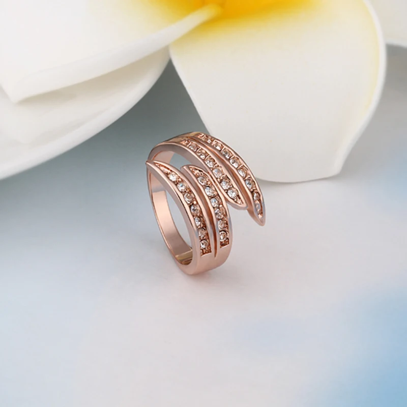 Женское вечерние ЦО с подвеской в виде крыла ангела розовое золото 18 карат|brand rings