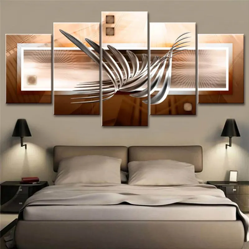 

5 Pieces Modern Wall Art Metal Prints Canvas Art Abstract Painting Modular Poster Pictures for Bedroom Home Decor Gift for Her