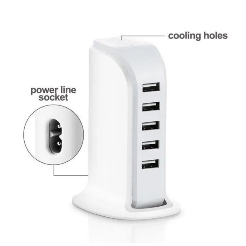 GT Универсальный 5 портов Мульти USB Зарядное устройство Док станция для мобильного
