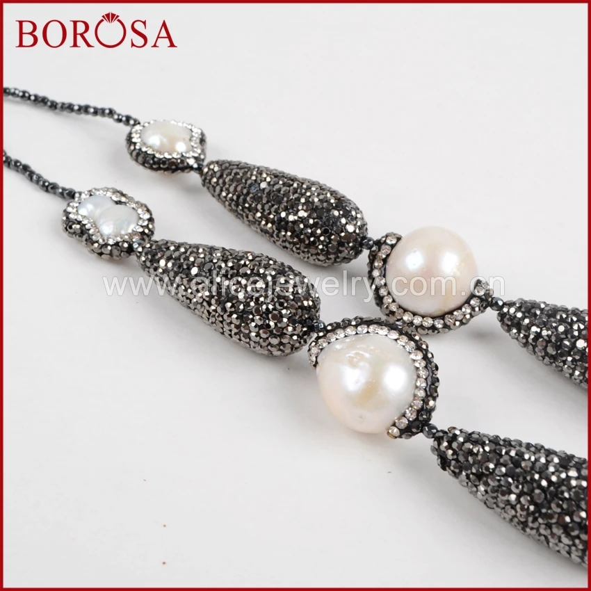BOROSA Druzy природной произвольной формы жемчуг и капли горный хрусталь проложить