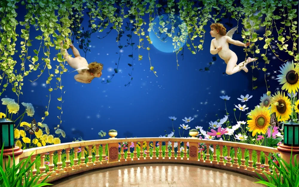 European Curtain Custom 3d Photo High quality angel curtain for living room fabrics 3D Window | Дом и сад