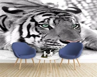 beibehang wallpaper tiger black and white animal mural entrance bedroom living room sofa television background wall 3d wallpaper