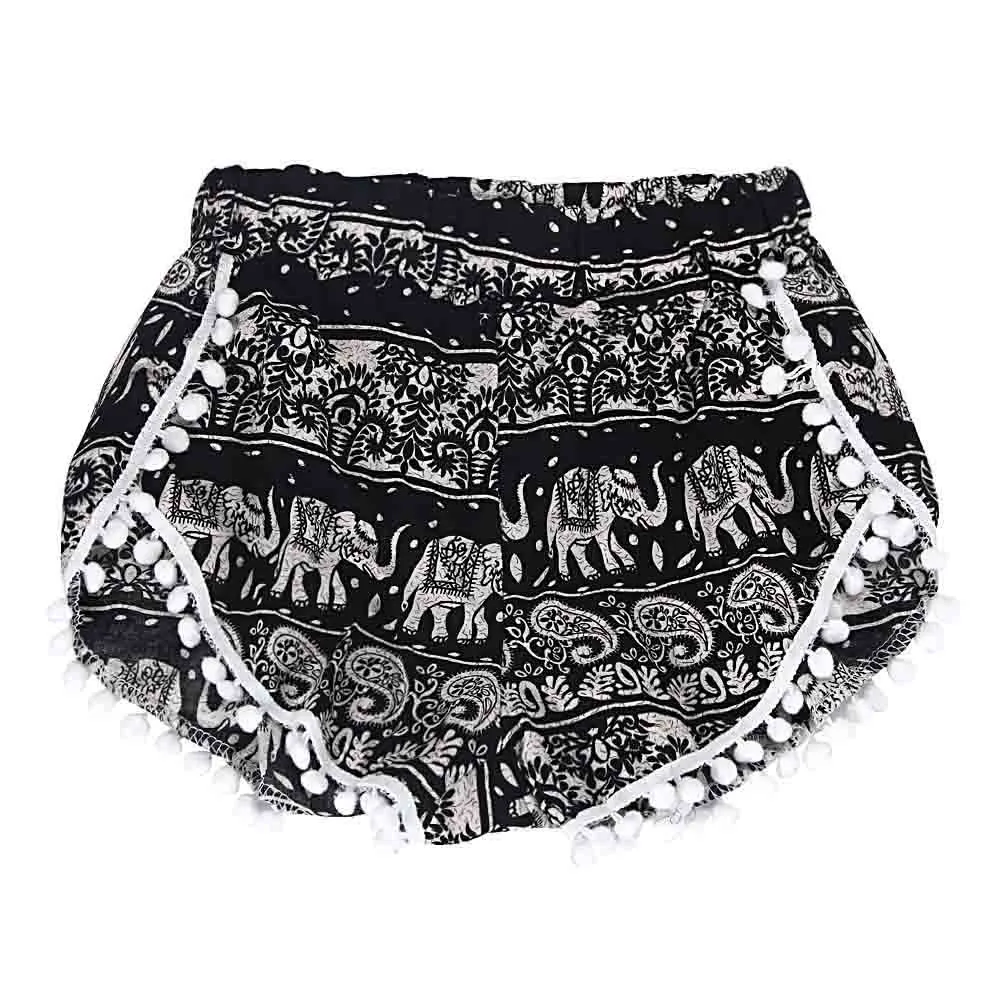 Женские шорты с принтом Boho черно белые повседневные высокой талией летние