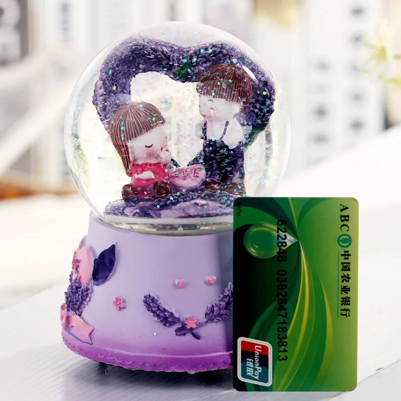 Музыкальная шкатулка Lover со стразами в виде снежинок|snow music box|music boxmusic box glass |