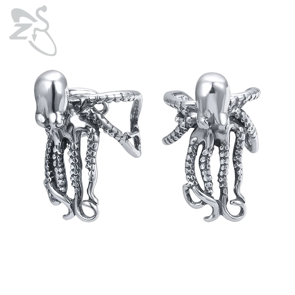 

ZS Punk Style Octopus Clip Earrings for Men Women 316L Stainless Steel Ear Cartilage Cuff Jewelry 2 Pcs Hot Sale Hip Hop Earring