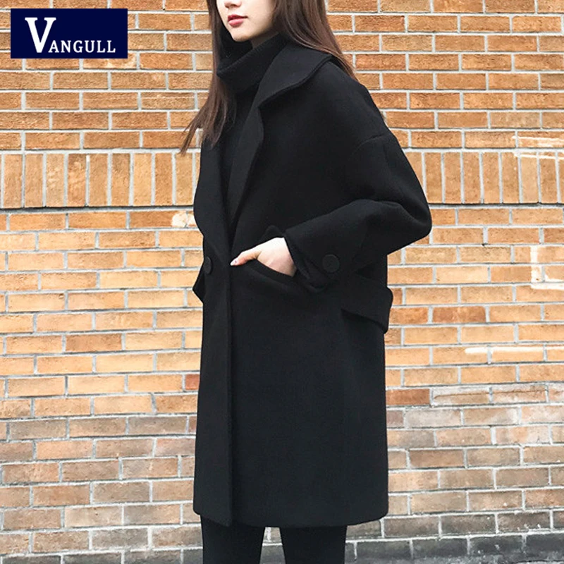 Vangull зимние шерстяные женские куртки Корейская версия повседневное с длинным